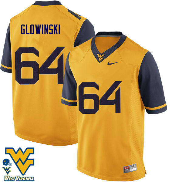 Men #64 Mark Glowinski West Virginia Mountaineers College Football Jerseys-Gold - Click Image to Close